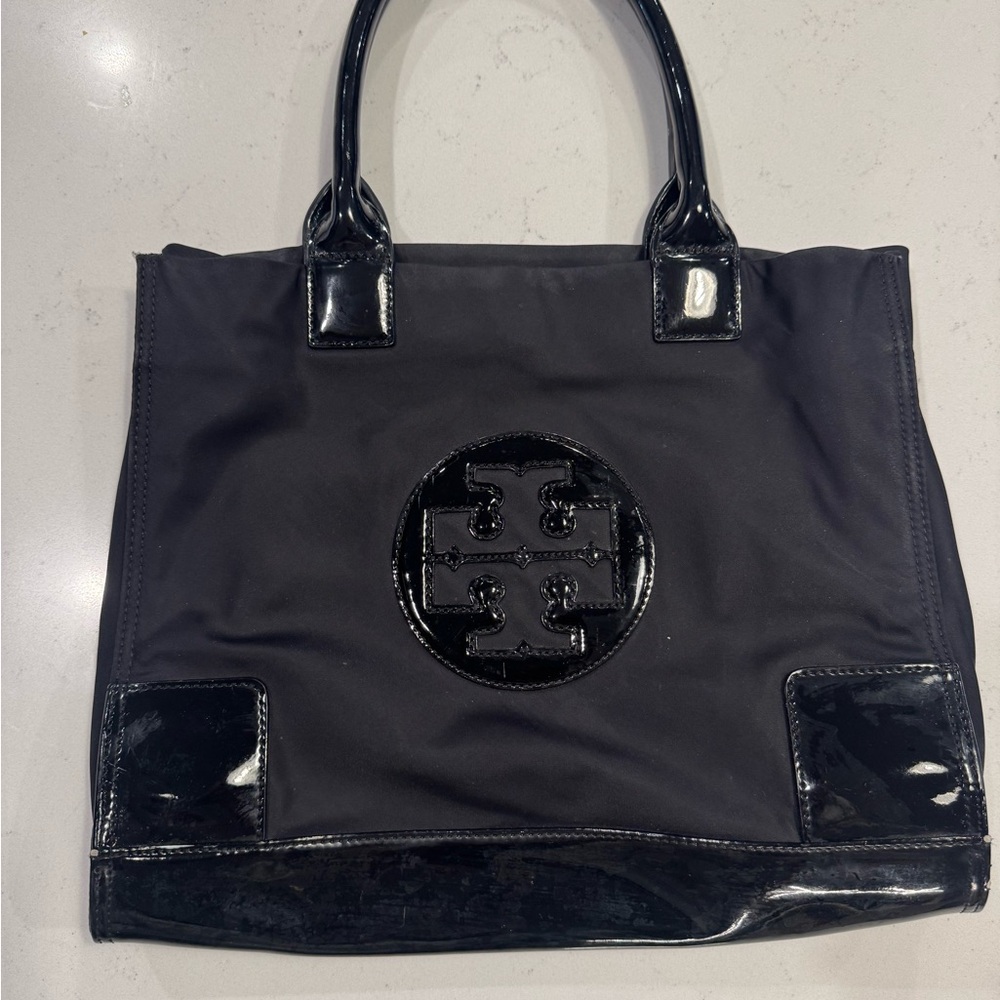Tory Burch Black Tote with Patent Accents
